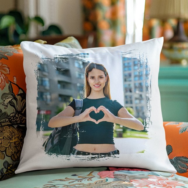 Moderne Grunge-randfoto Kussen (Create Your Own Photo Pillow)