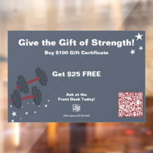 Moderne Gym Kerstcadeau Certificaat Promotie Raamsticker