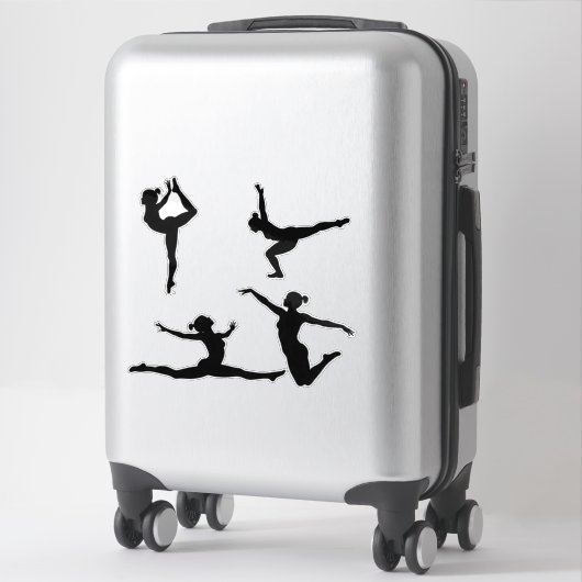 Moderne Gymnastiek Meisjes, Gymnast Silhouet Sticker (Koffer)