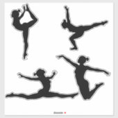 Moderne Gymnastiek Meisjes, Gymnast Silhouet Sticker (Vel)