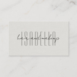 Moderne haar- en make-upartist nep-linnen script f visitekaartje