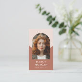 Moderne Haarstylist boogfoto QR code boho Visitekaartje (Staand voorkant)