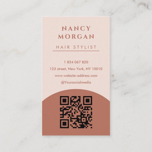 Moderne Haarstylist boogfoto QR code boho Visitekaartje (Achterkant)