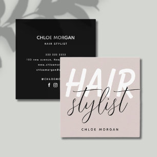 Moderne haarstylist script stoffige roze vierkante visitekaartje