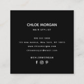 Moderne haarstylist script zwart roze vierkante visitekaartje (Achterkant)