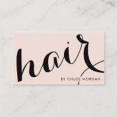 Moderne haarstylist script zwart roze visitekaartje (Voorkant)