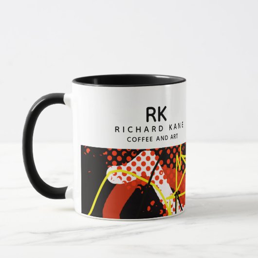 Moderne Half-Abstracte Kunst Mok met Naam (Links)