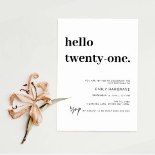 Moderne Hallo 21e uitnodiging van de Birthday Part