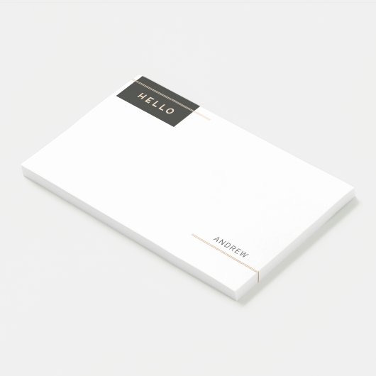 Moderne Hallo met gouden strepen Post-it® Notes (Schuin)