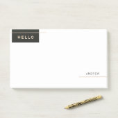 Moderne Hallo met gouden strepen Post-it® Notes (Op bureau)