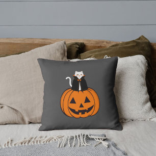 Moderne Halloween Cat Pumpkin Gepersonaliseerd Kussen