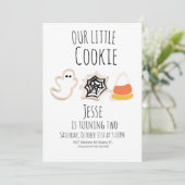 Moderne Halloween Cookie Geest Spin Verjaardag Kaart (Staand voorkant)