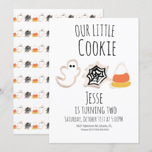 Moderne Halloween Cookie Geest Spin Verjaardagsuit Kaart