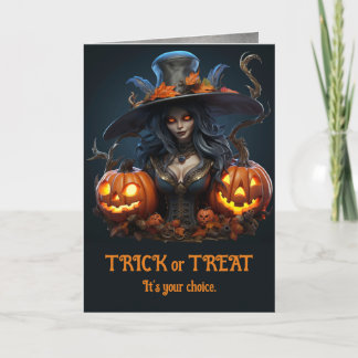 Moderne Halloween Heks met Jack o' Lantaarns Kaart