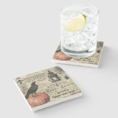 moderne halloween kraai en pompoen stenen onderzetter (Zijkant)