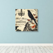 moderne  halloween kraai en schedel canvas afdruk (Insitu (Houten vloer))