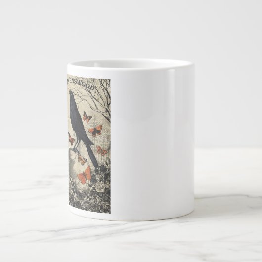 moderne  halloween kraai en schedel jumbo mok (Voorkant)