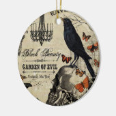 moderne halloween kraai en schedel keramisch ornament (Links)