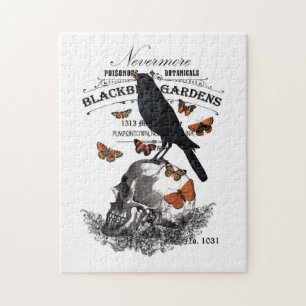 moderne  halloween kraai en schedel legpuzzel