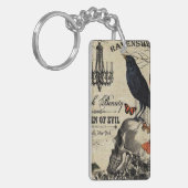 moderne  halloween kraai en schedel sleutelhanger (Voorkant Links)