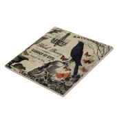 moderne  halloween kraai en schedel tegeltje (Zijkant)