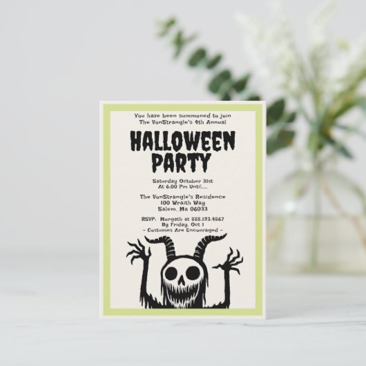 Moderne Halloween Party Duivelsschedel Briefkaart (Staand voorkant)