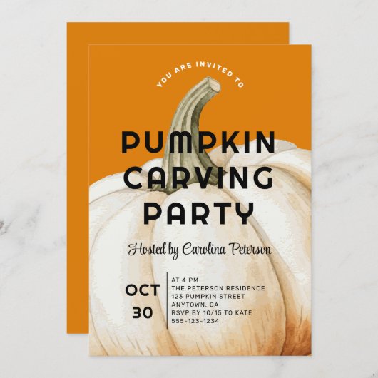 Moderne Halloween pompoen Carving Family Party Kaart (Voorkant / Achterkant)