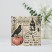 moderne  halloween pompoen en kraai kaart (Staand voorkant)