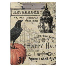 moderne  halloween pompoen en kraai klembord