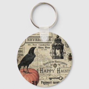 moderne halloween pompoen en kraai sleutelhanger