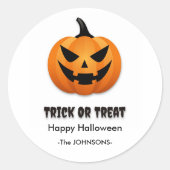 Moderne Halloween pompoen - Jack-o'-Lantern Ronde Sticker (Voorkant)
