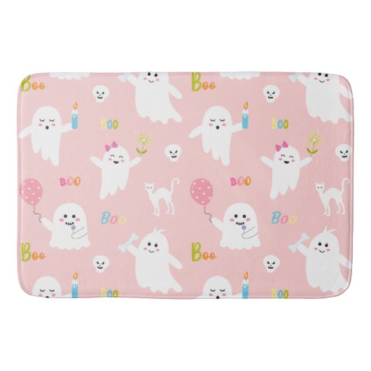 Moderne Halloween roze spook Badmat (Voorkant)