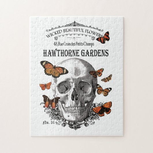 moderne Halloween-schedel en vlinders Legpuzzel (Verticaal)