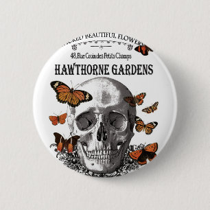 moderne Halloween schedel en vlinders Ronde Button 5,7 Cm