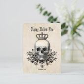 Moderne halloween schedel met kroon briefkaart (Staand voorkant)