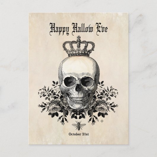 Moderne halloween schedel met kroon briefkaart (Voorkant)