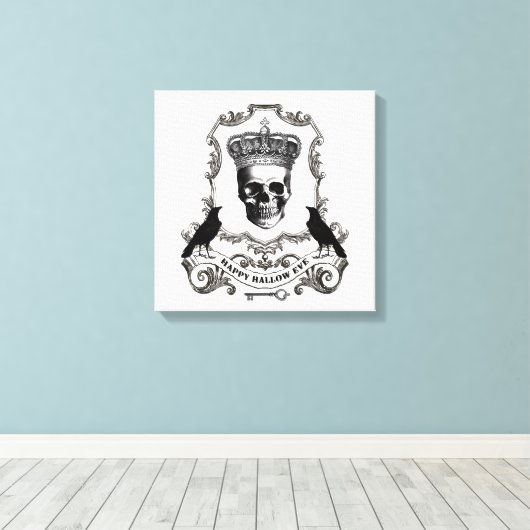 Moderne  Halloween schedel met kroon Canvas Afdruk (Insitu (Houten vloer))