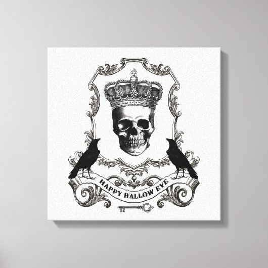 Moderne  Halloween schedel met kroon Canvas Afdruk (Voorkant)