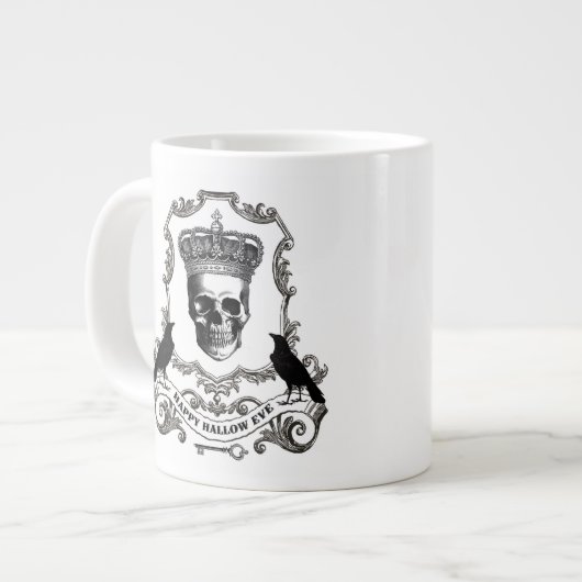 Moderne Halloween schedel met kroon Extra Grote Beker (Voorkant links)