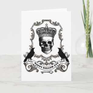 Moderne  Halloween schedel met kroon Kaart