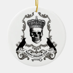 Moderne Halloween schedel met kroon Keramisch Ornament