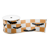 Moderne Halloween Spooky Bats Sinaasappel Checkerb Lint (Spoel)