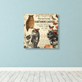 Moderne  halloween-uil en schedel canvas afdruk (Insitu (Houten vloer))