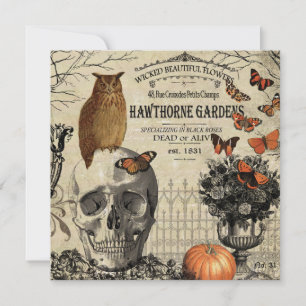 Moderne halloween-uil en schedel kaart
