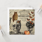 Moderne  halloween-uil en schedel kaart (Voorkant / Achterkant in situ)