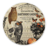 Moderne  halloween-uil en schedel keramische knop (Voorkant)