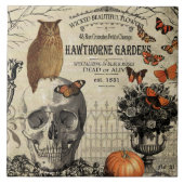 Moderne halloween-uil en schedel tegeltje (Voorkant)