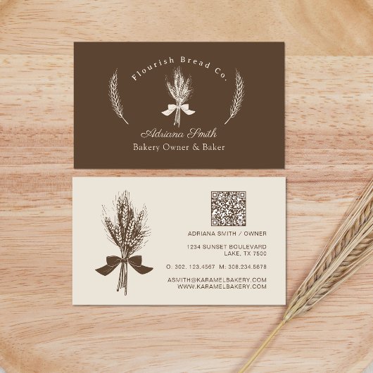Moderne Hand Draw Tarwe Bakkerij Visitekaartje