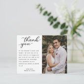 Moderne hand foto bruiloft bedankt briefkaart (Staand voorkant)