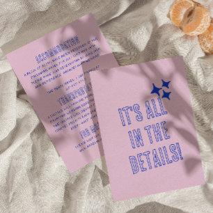 Moderne Hand geschreven kleurrijke retro bruiloft Informatiekaartje